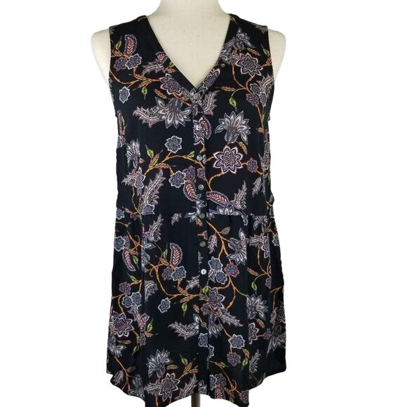 J. Jill Blue Floral Multi Color Tunic Top Silky Feel Size XS - Picture 1 of 6